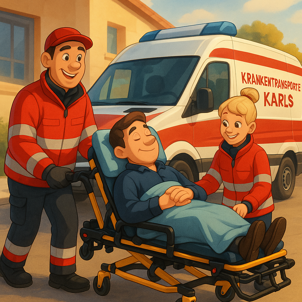 Team von Krankenfahrten Karls am Fahrzeug